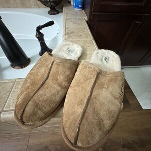 UGG Tan Suede Shearling Slip-Ons